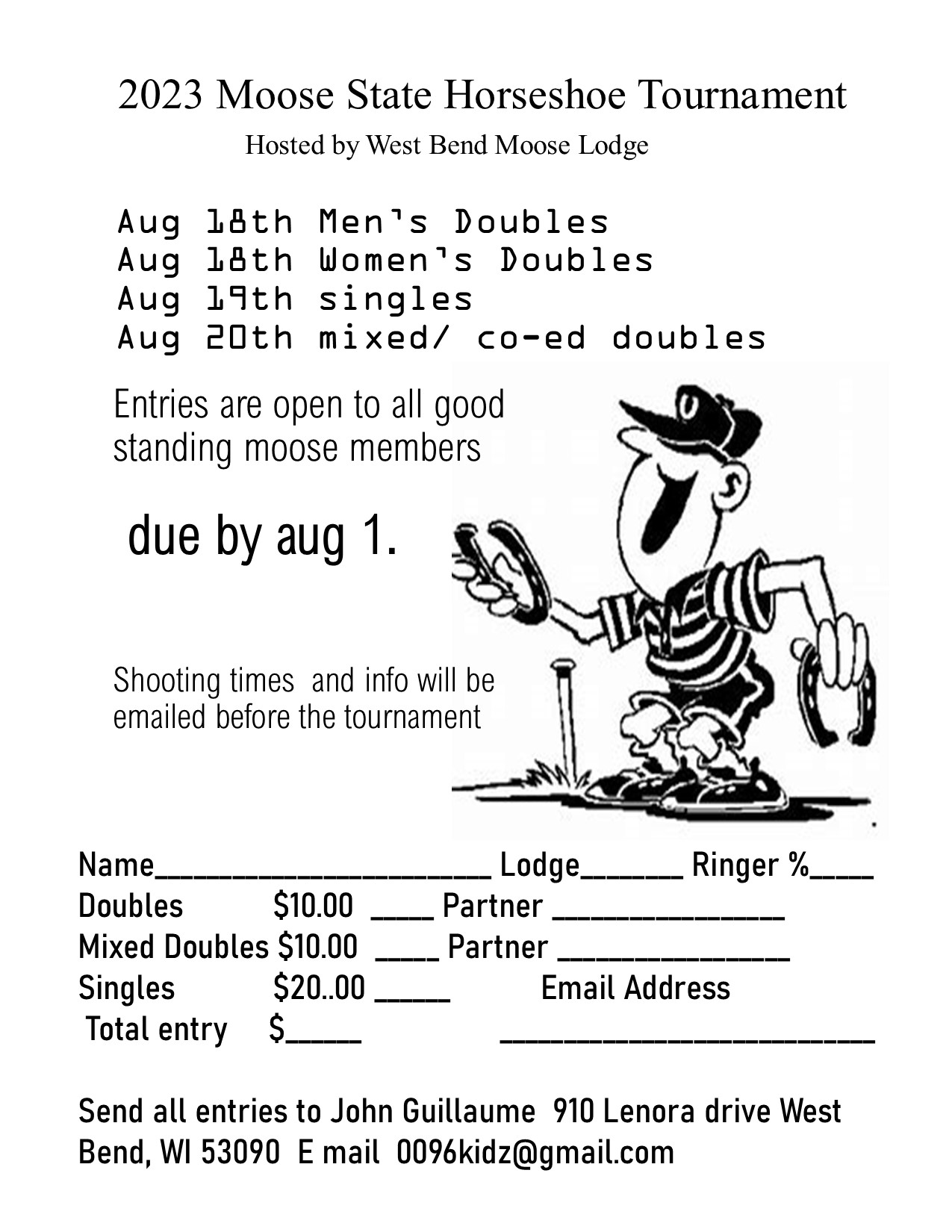 2023 WMA State Horseshoe Tournament Wisconsin Moose Association