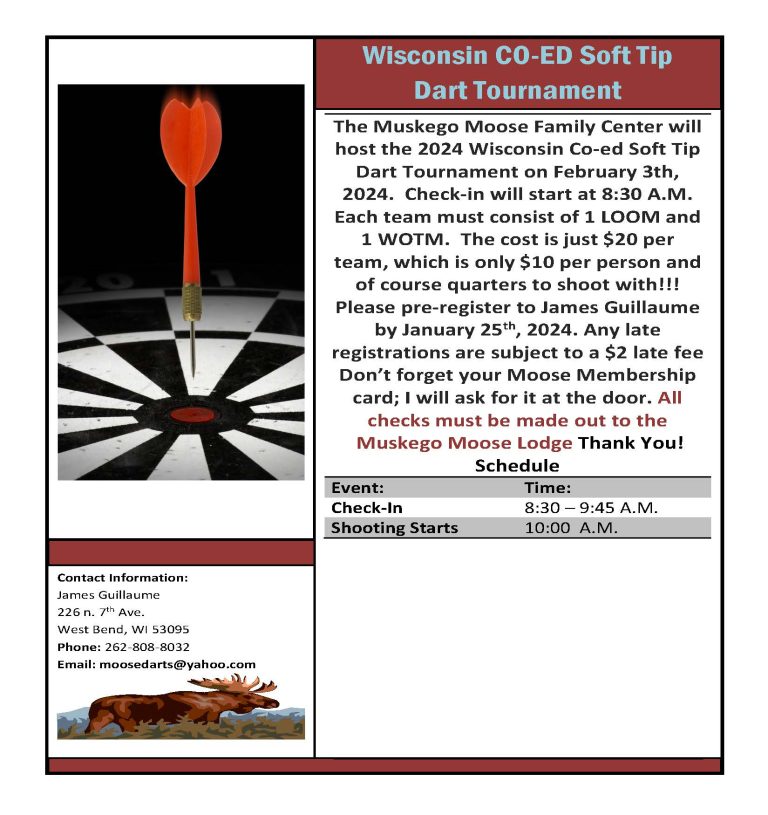 2024 Wisconsin COED Soft Tip Dart Tournament Wisconsin Moose Association